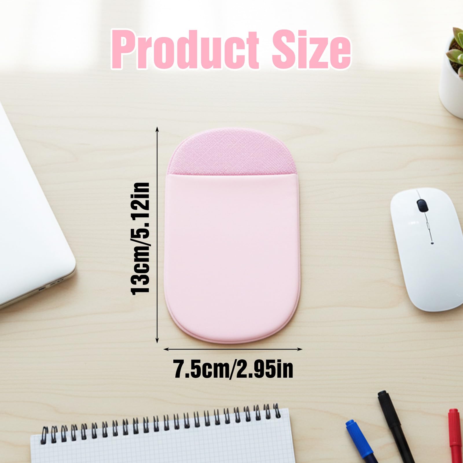 Support de souris fin pour ordinateur portable, pochette universelle pour souris sans fil pour ordinateur portable, rose adhésif, sans résidus de colle