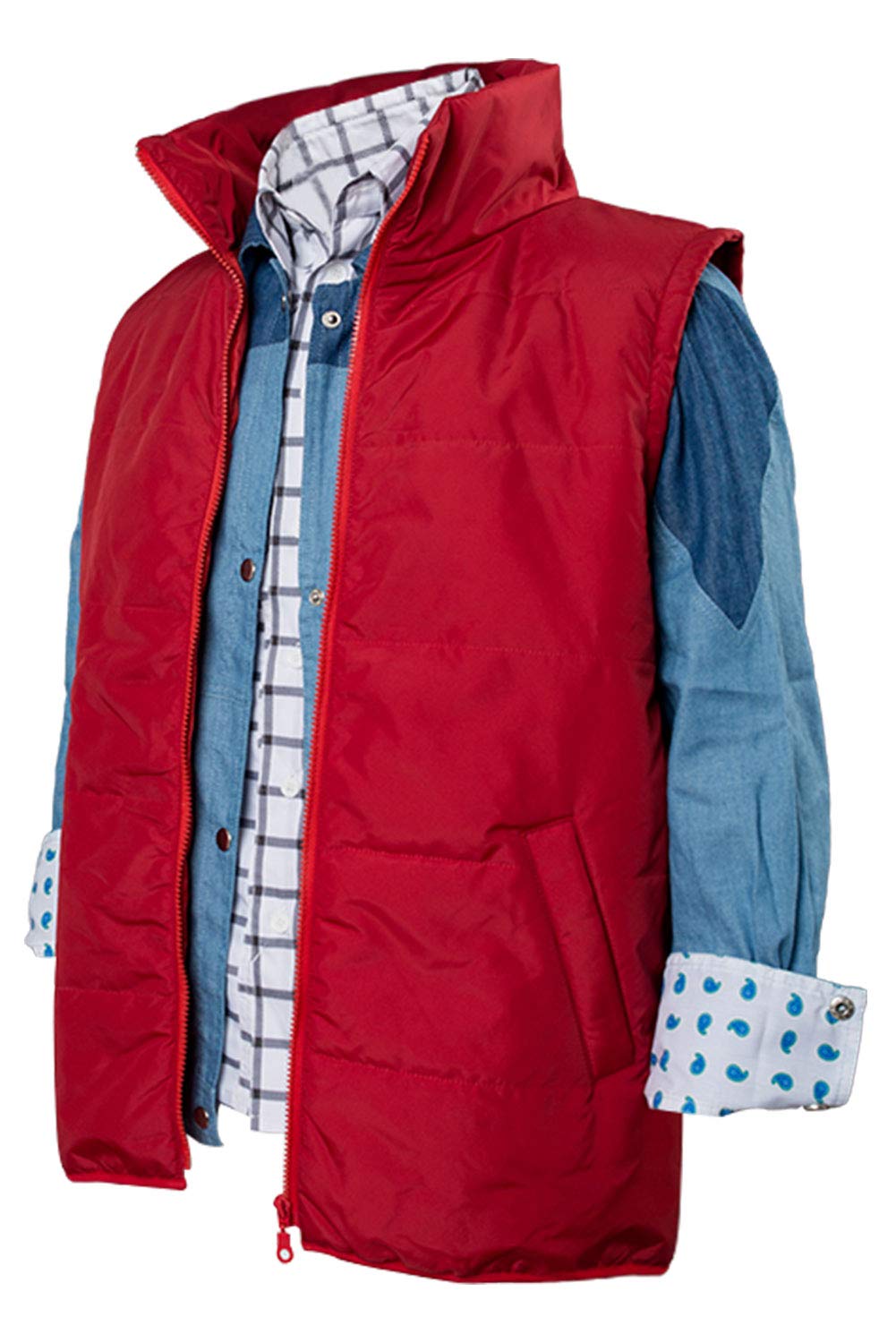 Daiendi Costume de cosplay Marty McFly unisexe pour adulte - Ensemble complet - Haut + chemise + gilet - Costume d'Halloween