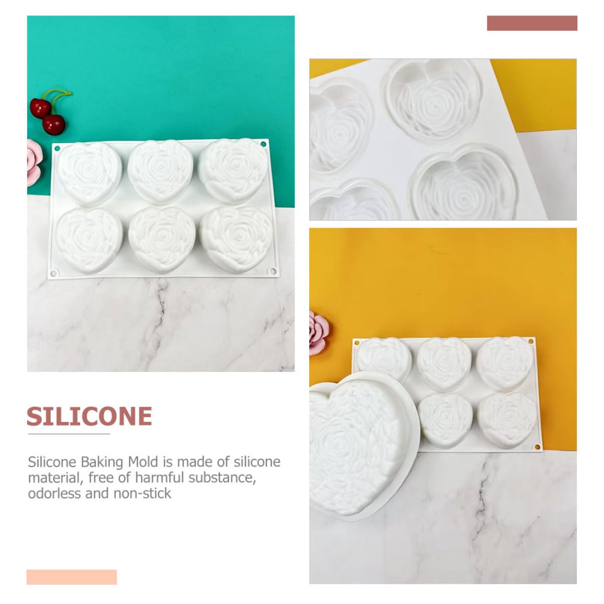 Cabilock 4 Pezzi Amore Rosa Stampo Stampo Per Cioccolato Per Caramelle Stampo In Silicone Teglie Barattoli Cake Pop Maker Tortiera Per Rose Scaldacera A Forma Di