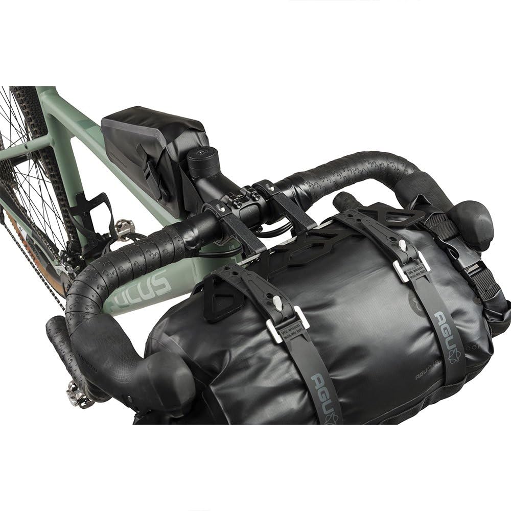 AGU Lenkertasche vorne Bikepacking Extreme Pro schwarz 9,6 Liter wasserdicht mit Halterung aus Aluminium