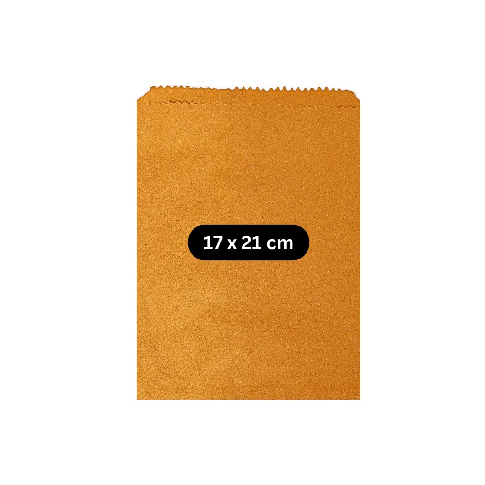 100 PCs Brown Paper Cover | 17 cm X 21 cm | 45 GSM | Medicine Cover | Paper Bags for Multi-Purpose Use | Carry Bags | Brown Kraft Paper Pouch | Pack of 100