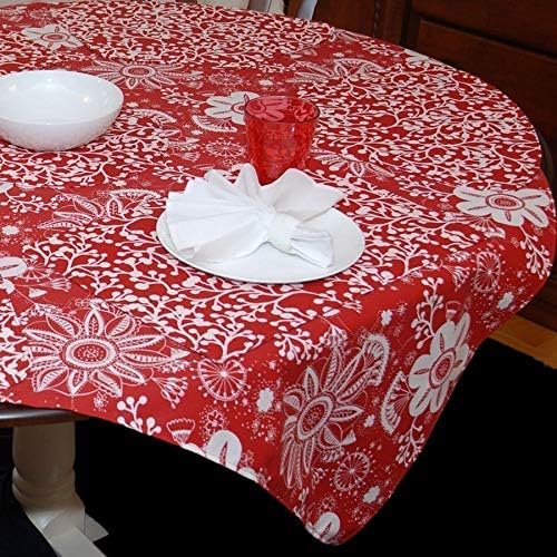Miniatura 2 de Sweet Pea Linens Mantel cuadrado rojo con estampado floral y vid de 54 pulgadas