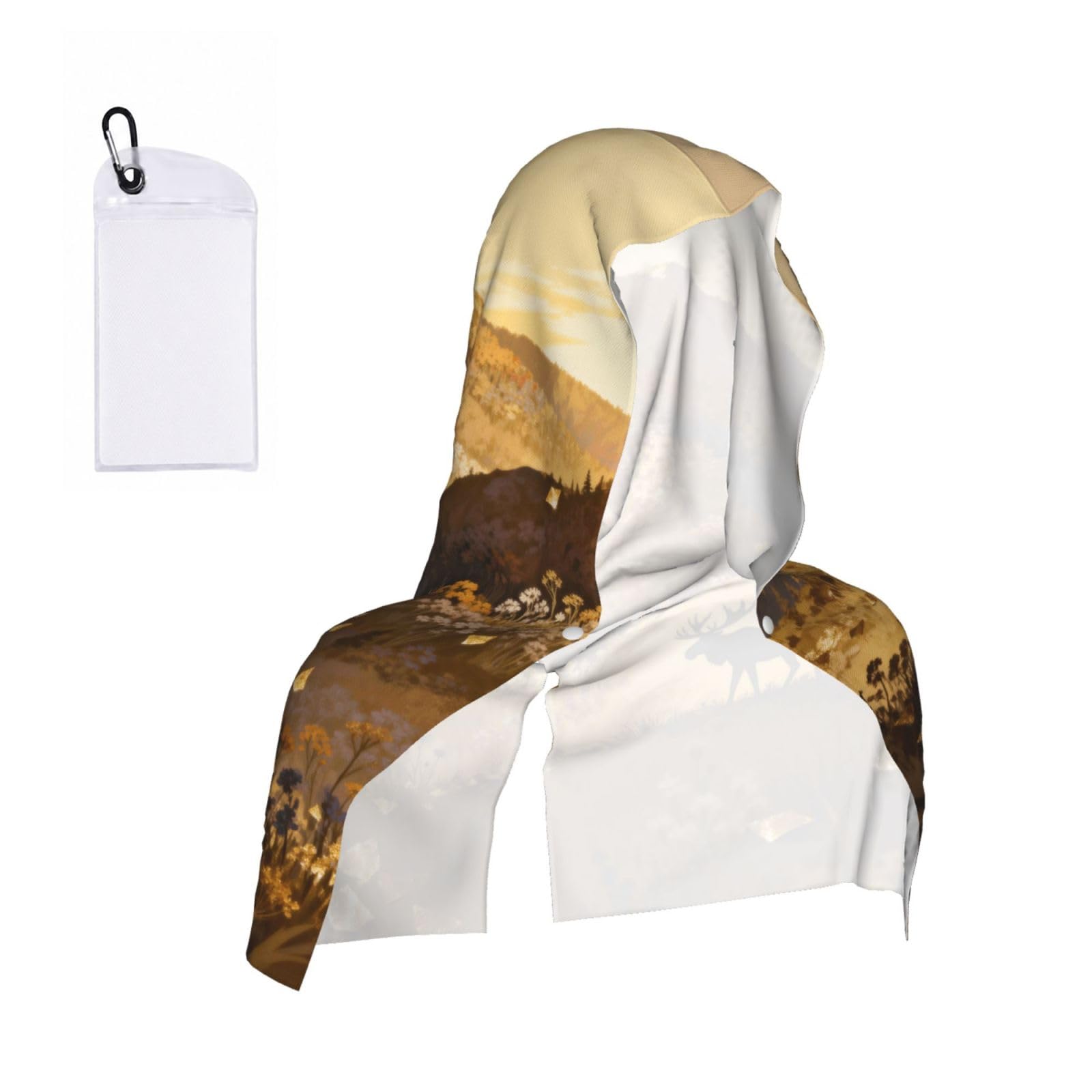 CNTDBU Moose and Wildflowers Cooling Towel Hooded-Instant Chill Neck Cover for Sports, UV Cooling Rag for Running Gym