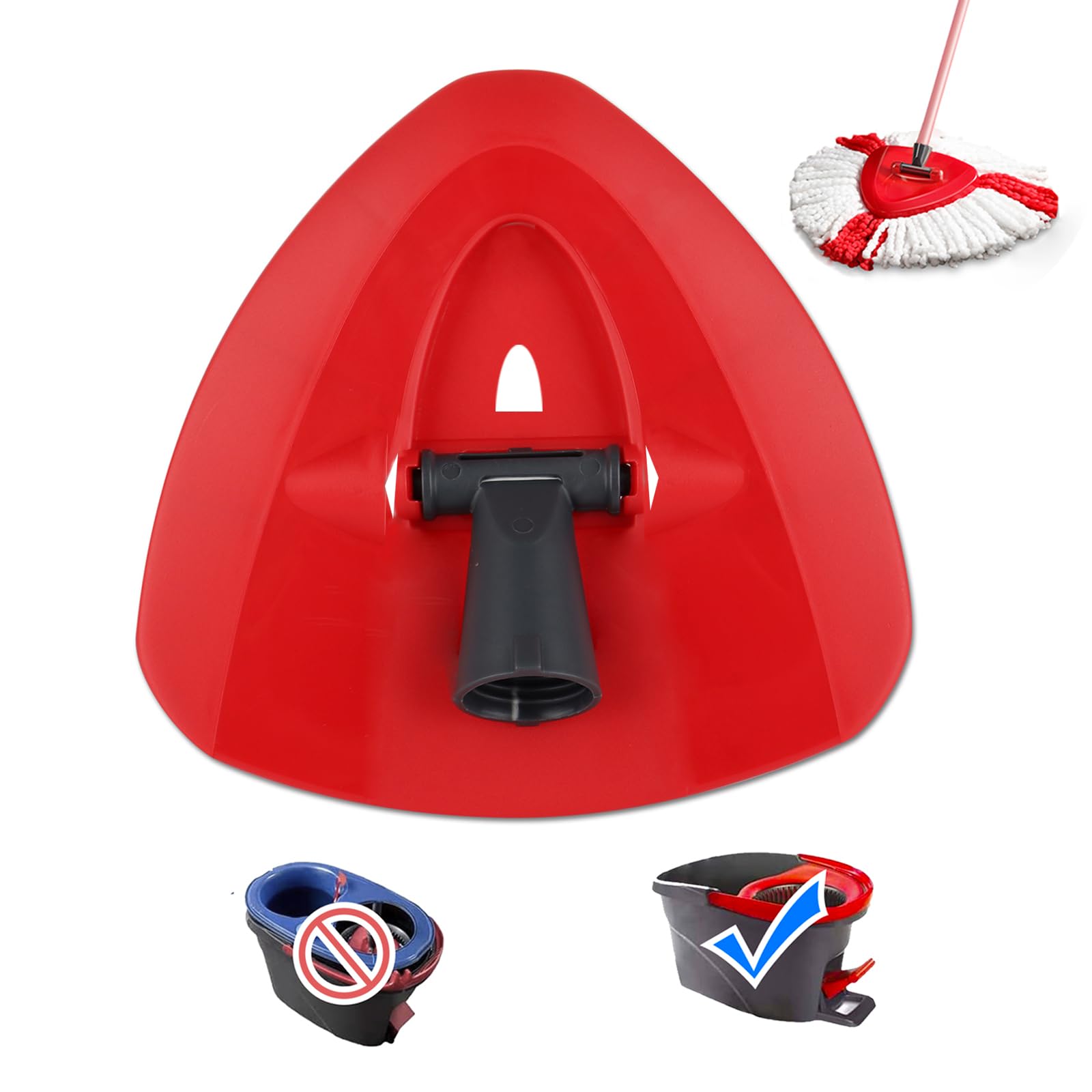 Red Spin Mop Head Base for Vileda All Turbo 2-in-1,3-in-1 Mop Replacement Refill,Triangular Spinning Head Disc for Turbo Smart/EasyWring&Cleaning Mops Accessories Plastic Base
