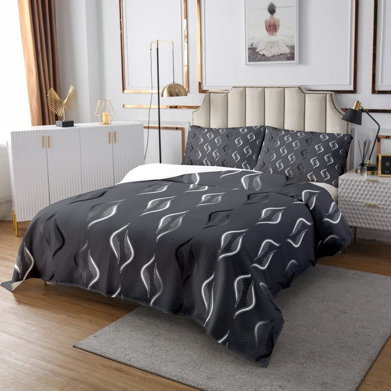 Copriletto trapuntato geometrico grigio scuro con stampa di arpa astratta trapuntata coperta per ragazzi ragazze adolescenti camera da letto moderna a righe Decor Set copriletto donna uomo 240x220cm