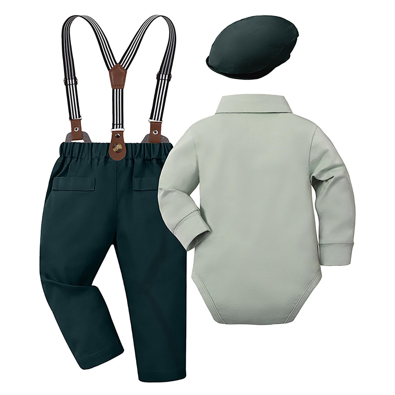 Pagliaccetto con bretelle e papillon per occasioni festive, feste di compleanno e eventi serali. Elegante outfit a due pezzi per bambini nella vita di tutti i giorni, versatile, ideale per la