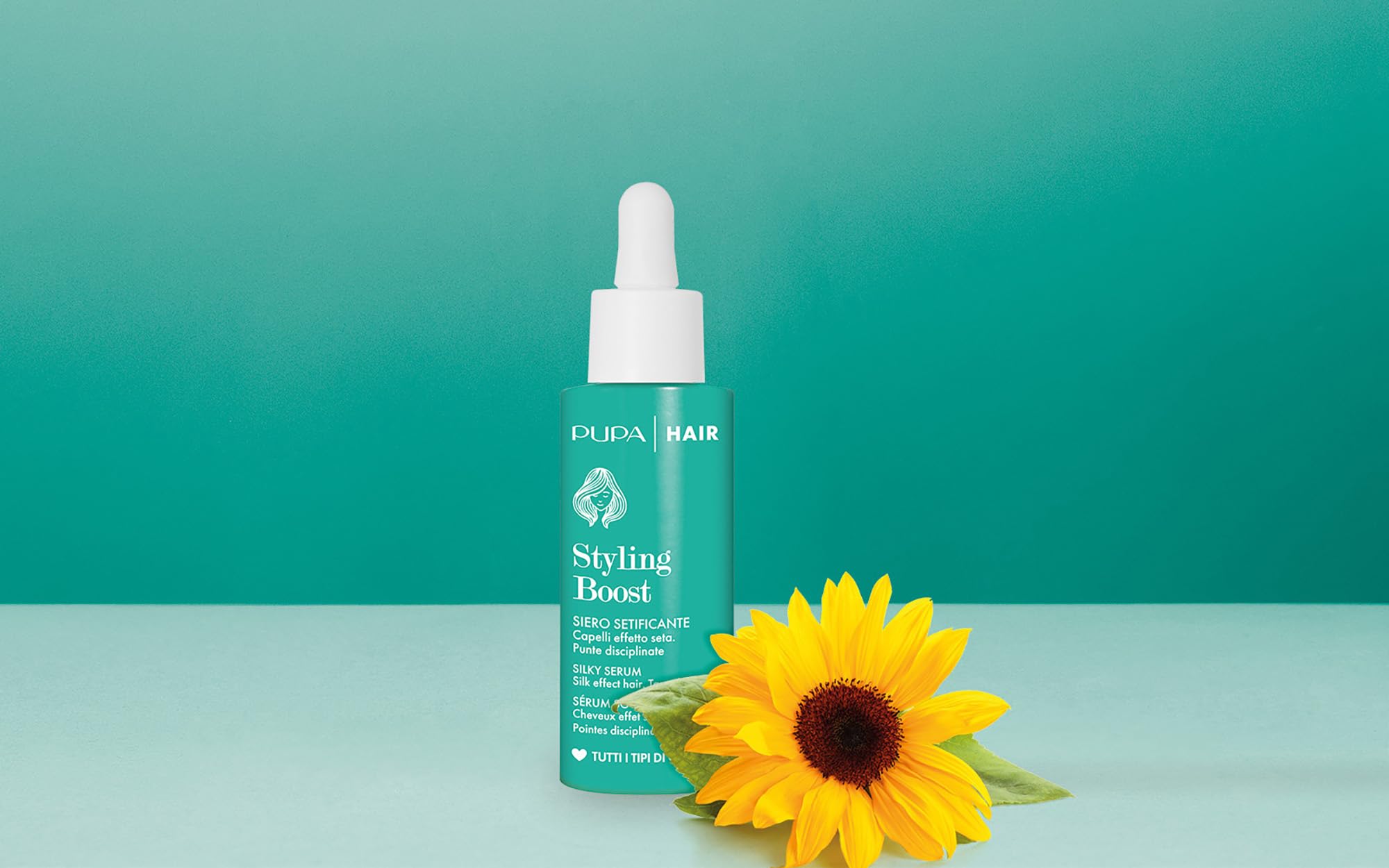 Pupa Milano Styling Boost Silky Serum - Hair Oil and Serum - Sunflower Extract Boosts Shine - Perfectly Tames Ends - Fights Free Radicals - 1.01 oz