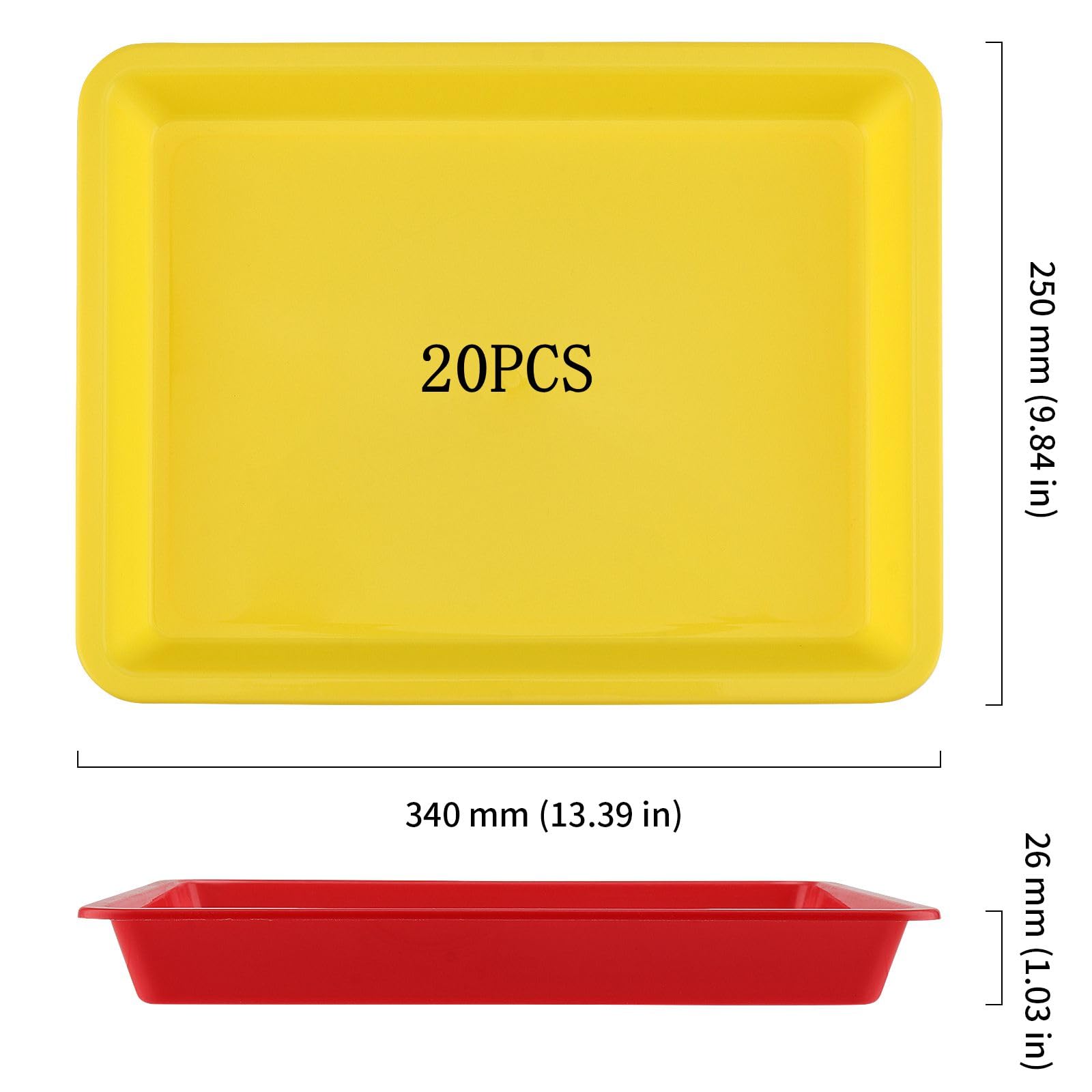 Set Di 15 Vassoi Rettangolari In Plastica Colorata 28x21x3 Cm | 5 Colori (rosso, Blu, Giallo, Verde, Bianco) | Per Attività Artistiche, Scuola E Organizzazione - 2