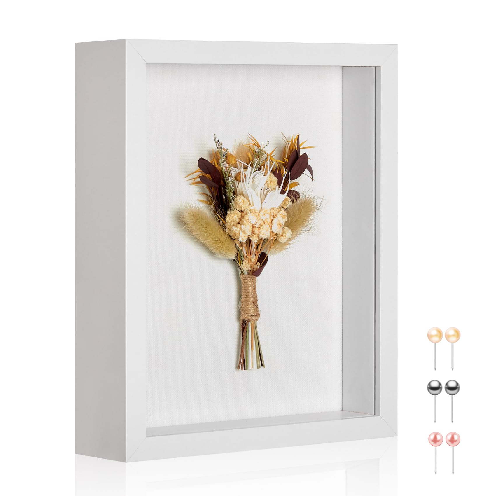 MUXIUNT 11x14 Shadow Box Picture Frame Display Case with Soft Linen Back-Thickened Panel,Large White Deep Shadow Box Frame 11x14 for Graduation Flower