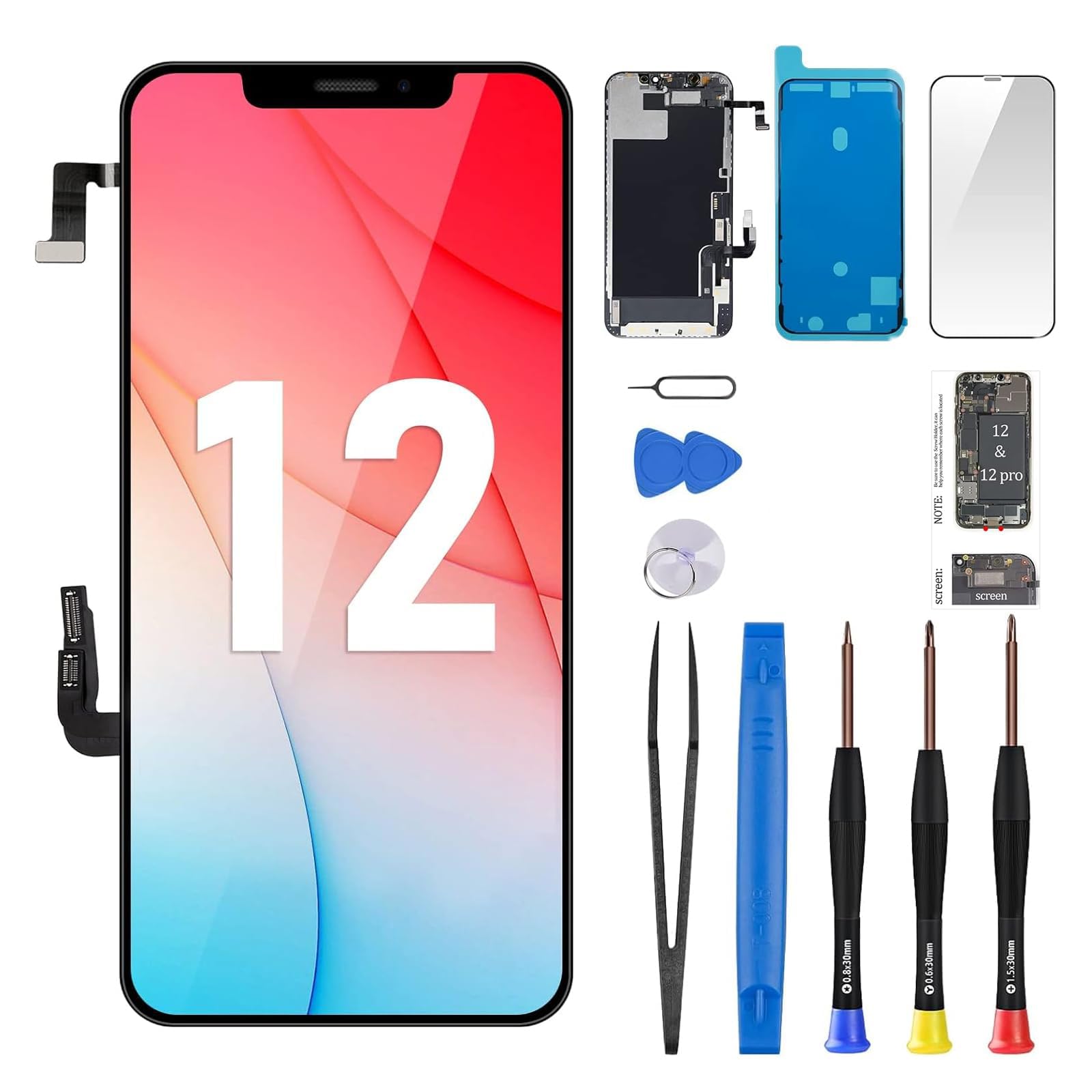 Amazon.com: Risidamoy for iPhone 12/12 Pro Screen Replacement 6.1