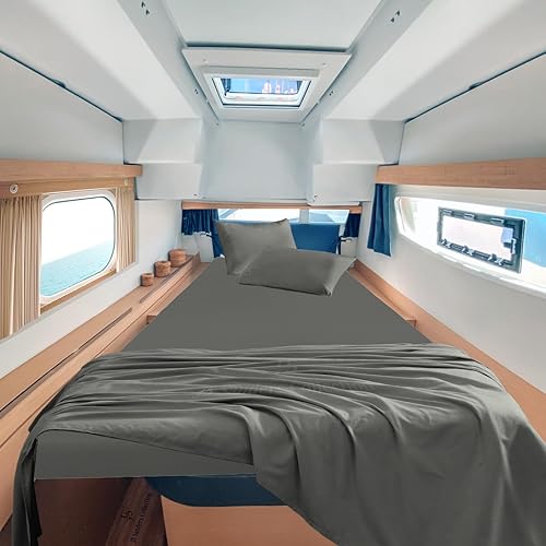 Miniatura 1 de JS Sanders Collection Juego de sábanas universal 100% algodón egipcio en V, la mejor litera de barco en V, se adapta a colchones de hasta 8 pulgadas