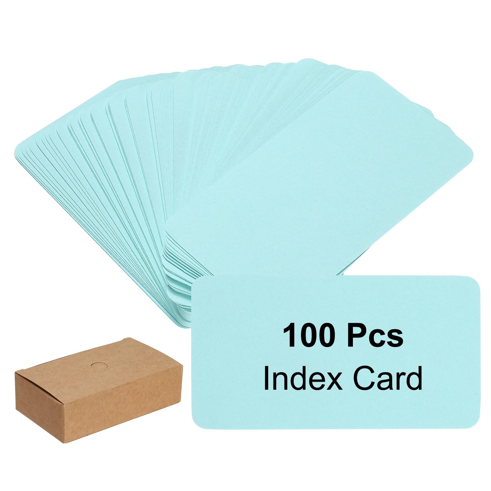 PATIKIL 3.5x2 Blank Kraft Index Cards, 100Pcs Small Blank Paper Message Business Cards for Reminder Study DIY Craft Invitation Tag Flash Vocabulary Word, Blue — image 1