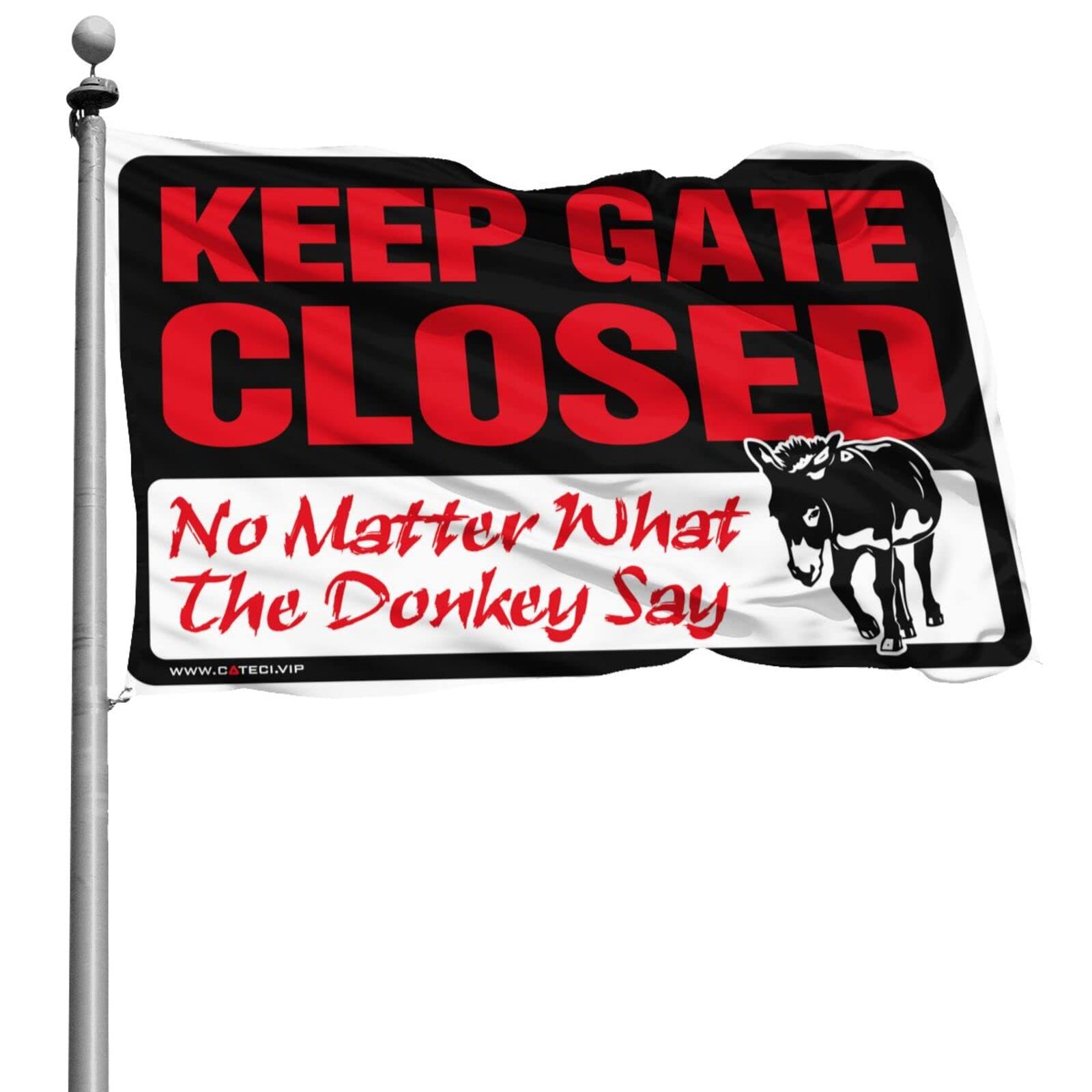 Bandera de decoración exterior Keep Gate Closed para bar y cueva de hombre en formato 152x244 cm