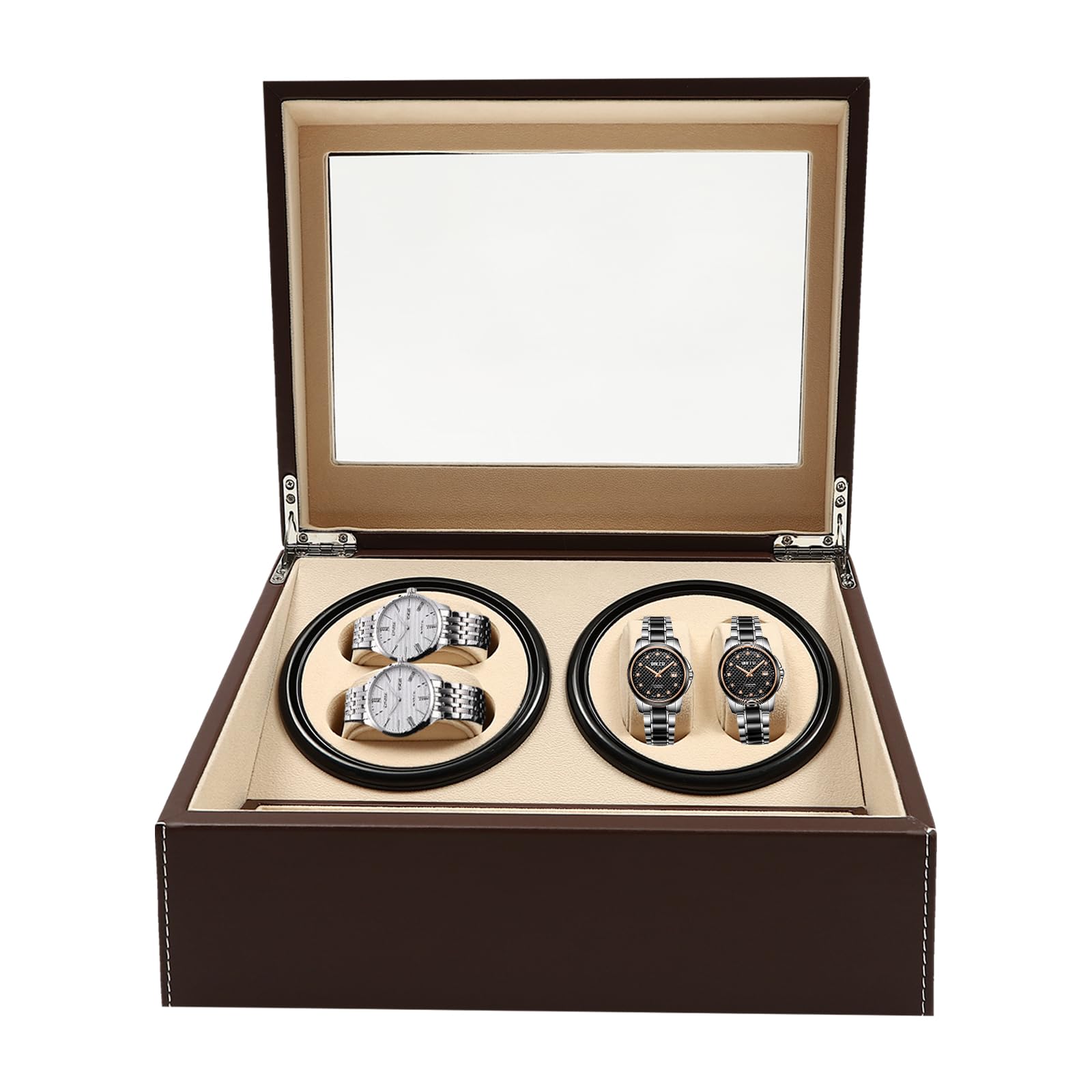 Remonoir Orologi Rotate Watch Winders Scatola Gioielli Stoccaggio Pelle PU Cassa Motore Silenzioso Esposizione Scatola Scatola Scatola Orologio Automatico Slot Uomo Valigetta Porta Custodia