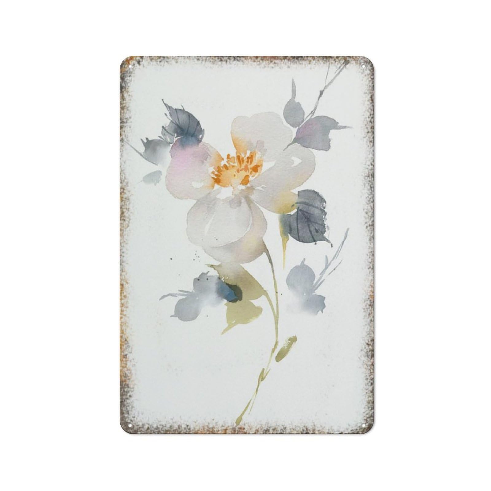 White Watercolor Peony Flower Nursery Minimalist Home Wall Art Decor 8 * 12inch