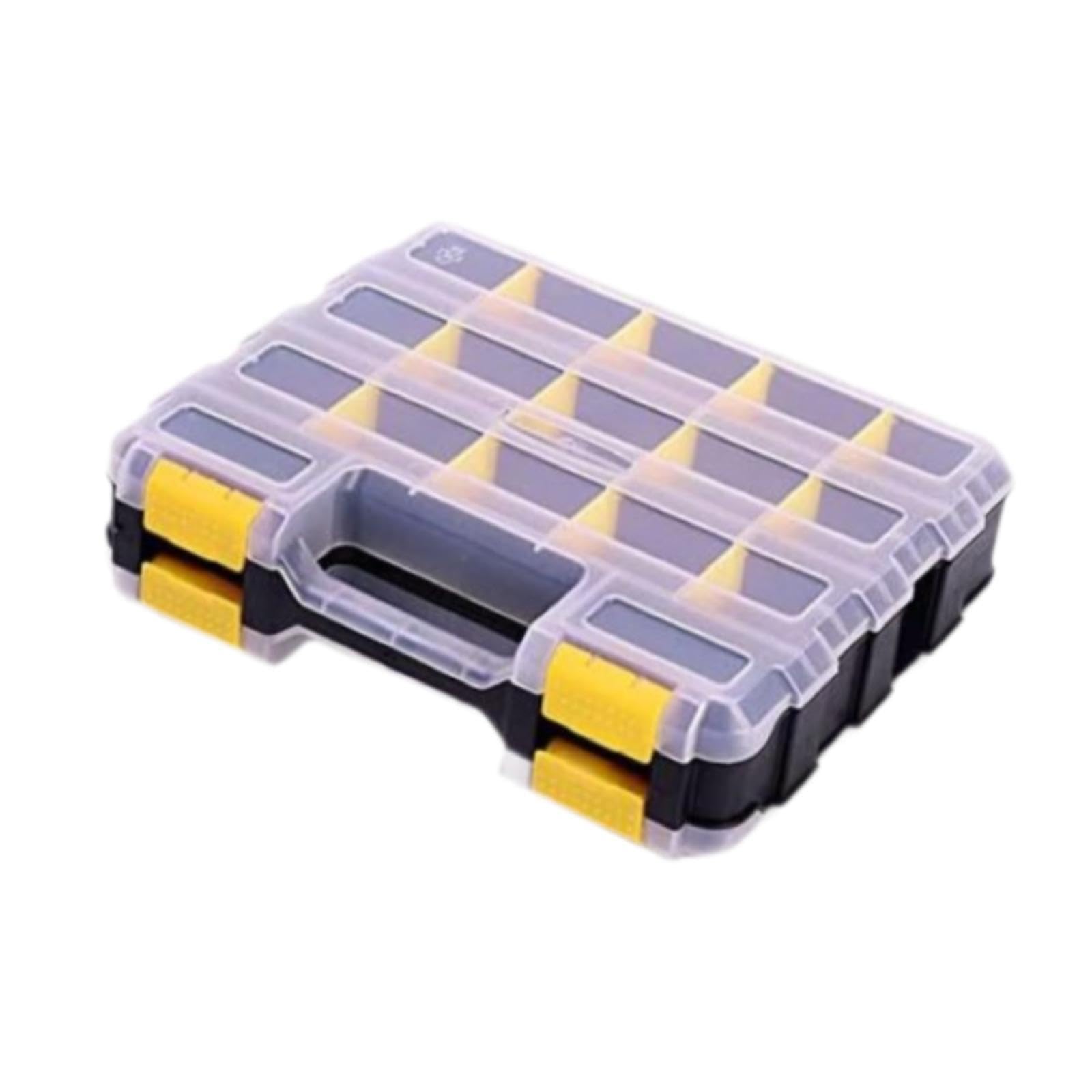 Caja Organizadora de Tornillos Doble Cara con Divisores Móviles Caja Portátil para Tornillos Tuercas Clavos Piezas Pequeñas Adecuada para Trabajo en T, Amarillo