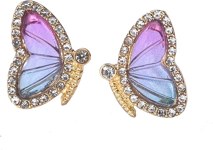 Amazon ブライトバイオレットバタフライイヤリング スイート昆虫ファッションジュエリー ガールズ レディース チャームギフト チャーム 通販