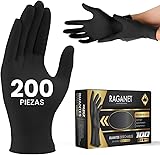 200 Guantes de Nitrilo Vinil de Alta Calidad Color Negro, Sin Látex, Sin Polvo, Diseño Ambidiestro, Ajuste Perfecto, Desechables y Resistentes