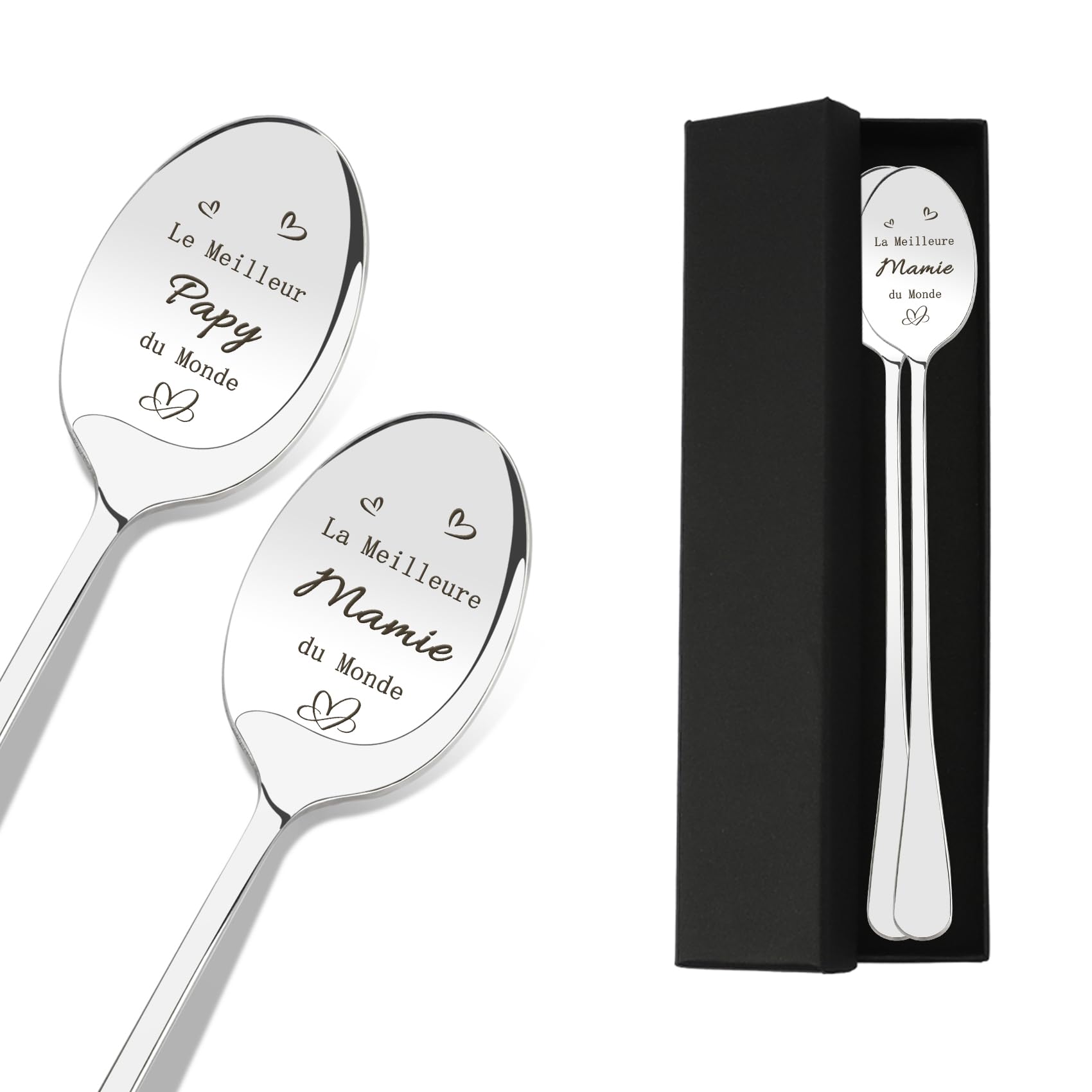 2pcs Cadeau Noel Cadeau Grand Parent Cadeau Fete Des Grand Mere Cadeau Papy Et Mamie Cadeau Grand Pere Cadeau Papy Cadeau Mamie Cuillère Pour Grand-Parents Papy Et Mamie Cadeau Fete Des Grands