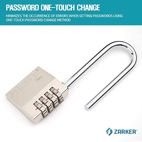 Miniatura 5 de X50L - Cerradura de combinación de grillete largo resistente de 4 dígitos, 1 paquete