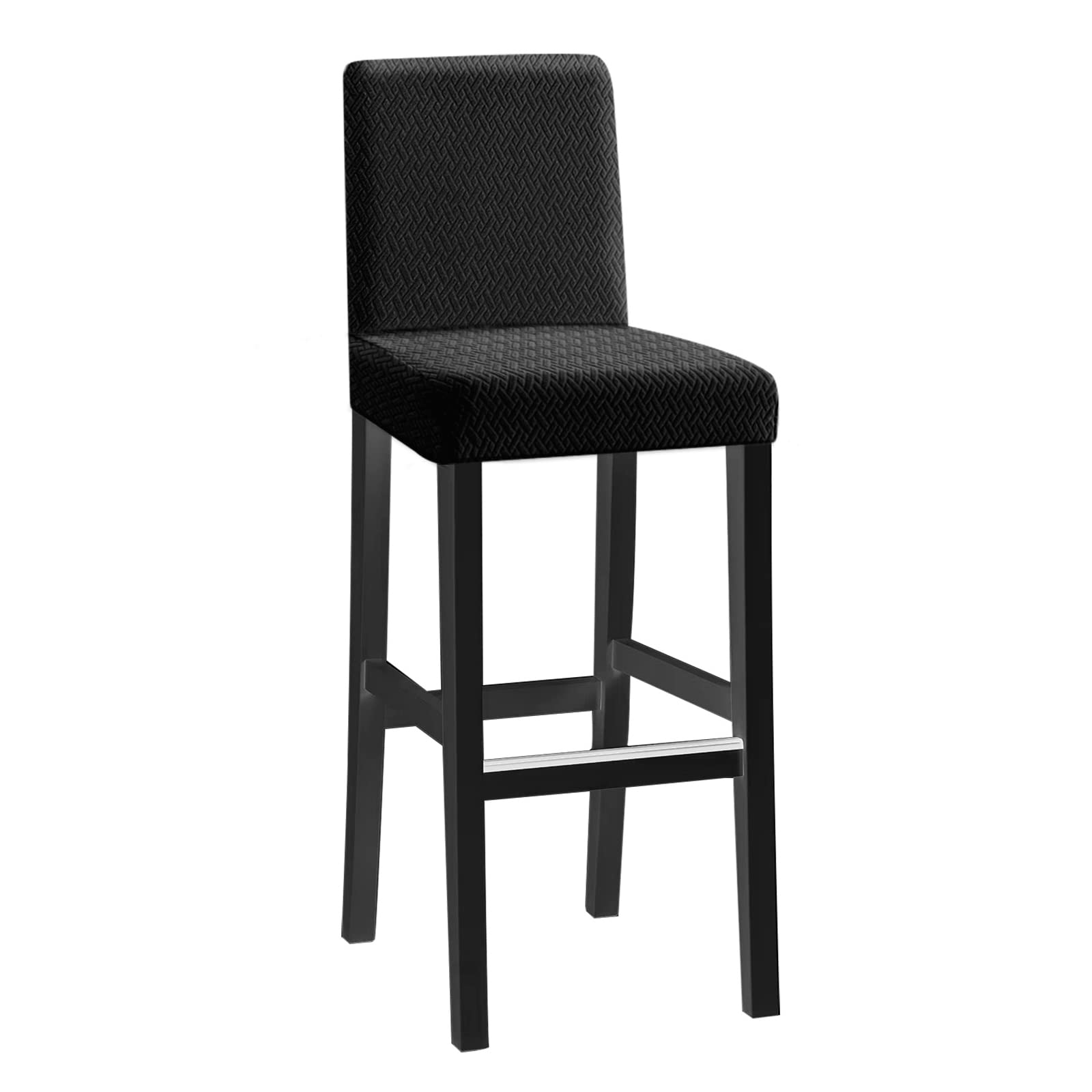 Coprisedia jacquard per sedie da pranzo in tessuto morbido, elastico, lavabile, adatto per ristoranti, hotel, altre occasioni (nero, 6 pezzi)