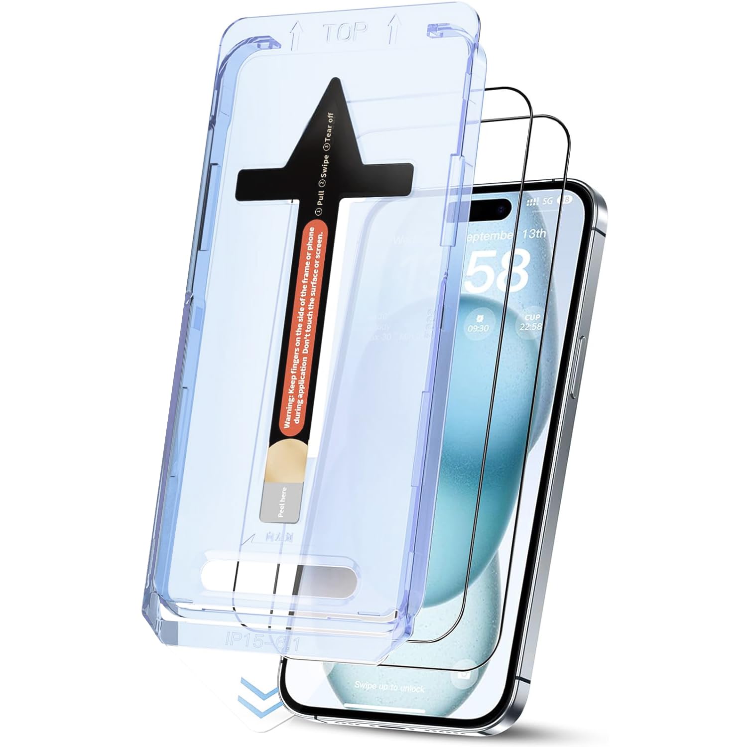 TRM TECH for iPhone 16 Screen Protector, Military Grade Shatterproof 9H+ Tempered Glass, Auto Dust-Removal Installation, Full Coverage, HD Clear,