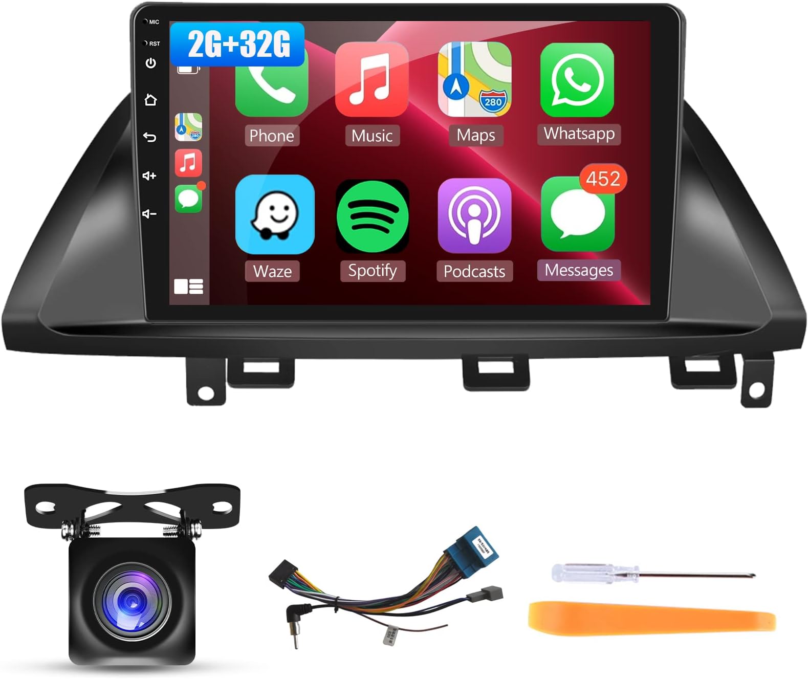 2G+32G Android 11 Car Stereo for Honda Odyssey 2005-2010, Bluetooth Apple Carplay Andriod Auto, 10.1" Touch Screen Multimedia Car Radio with Backup Camera WiFi GPS Navigation HiFi FM/RDS SWC