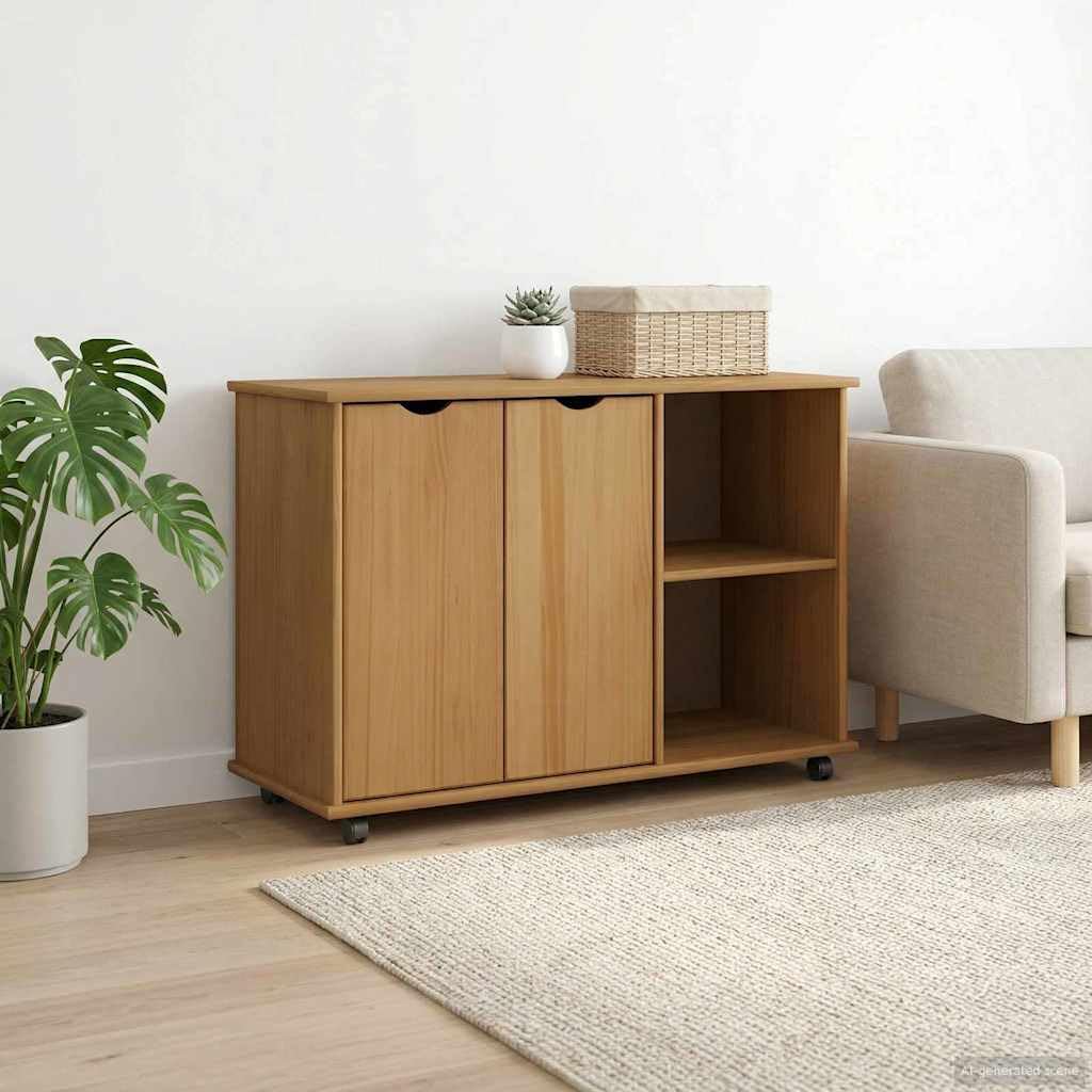 vidaXL Mobile con Ruote con Ruota Marrone Miele 100 x 39 x 65,5 cm, Armadio Minimalista Rettangolare, Mobile salvaspazio per Ufficio, Legno Funzionale e cassetti spaziosi