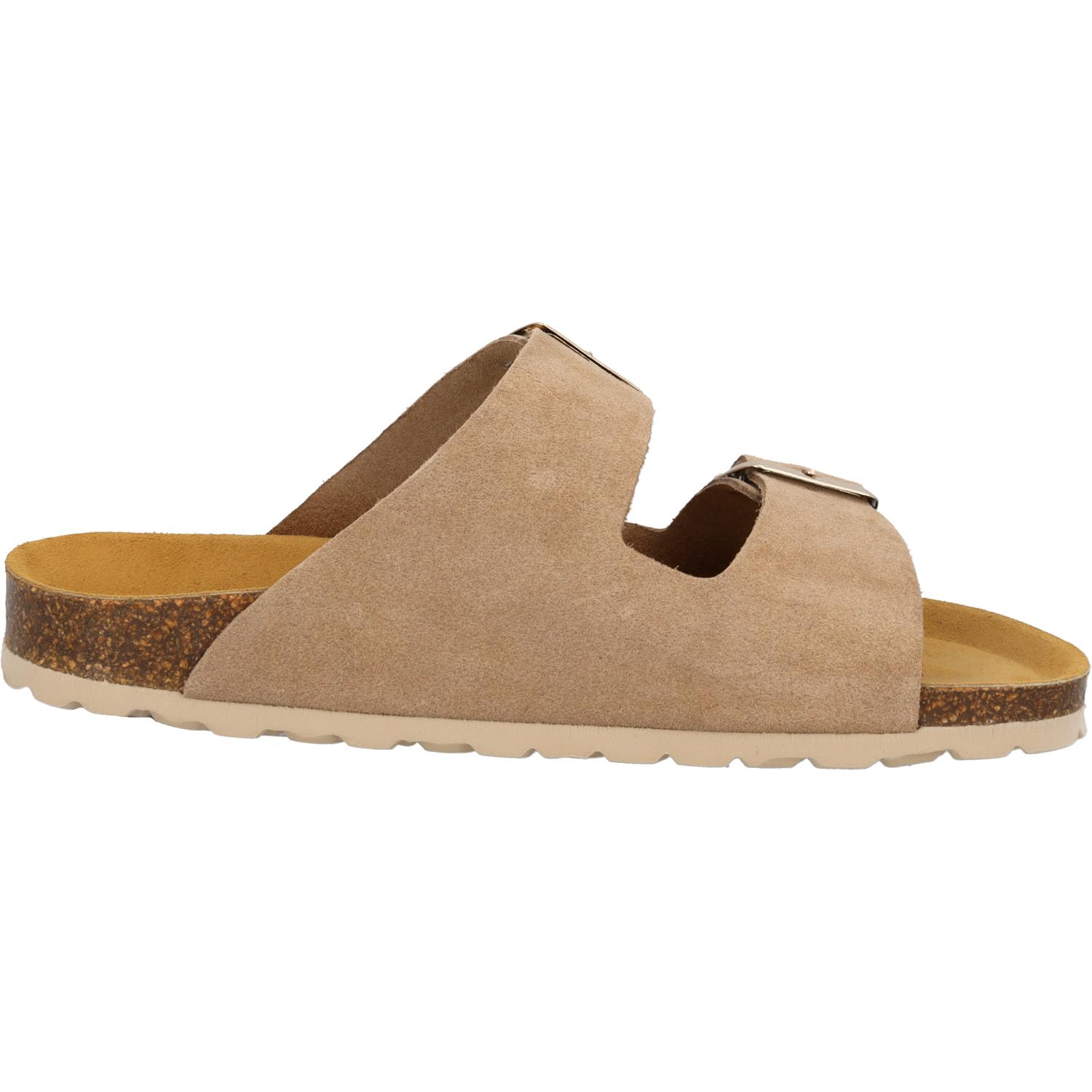 Palado Pantoletten Damen Korfu Suede Premium Leather - bequeme Sandalen Made in Spain - Hausschuhe mit Kork-Fußbett - modische Sommerschuhe
