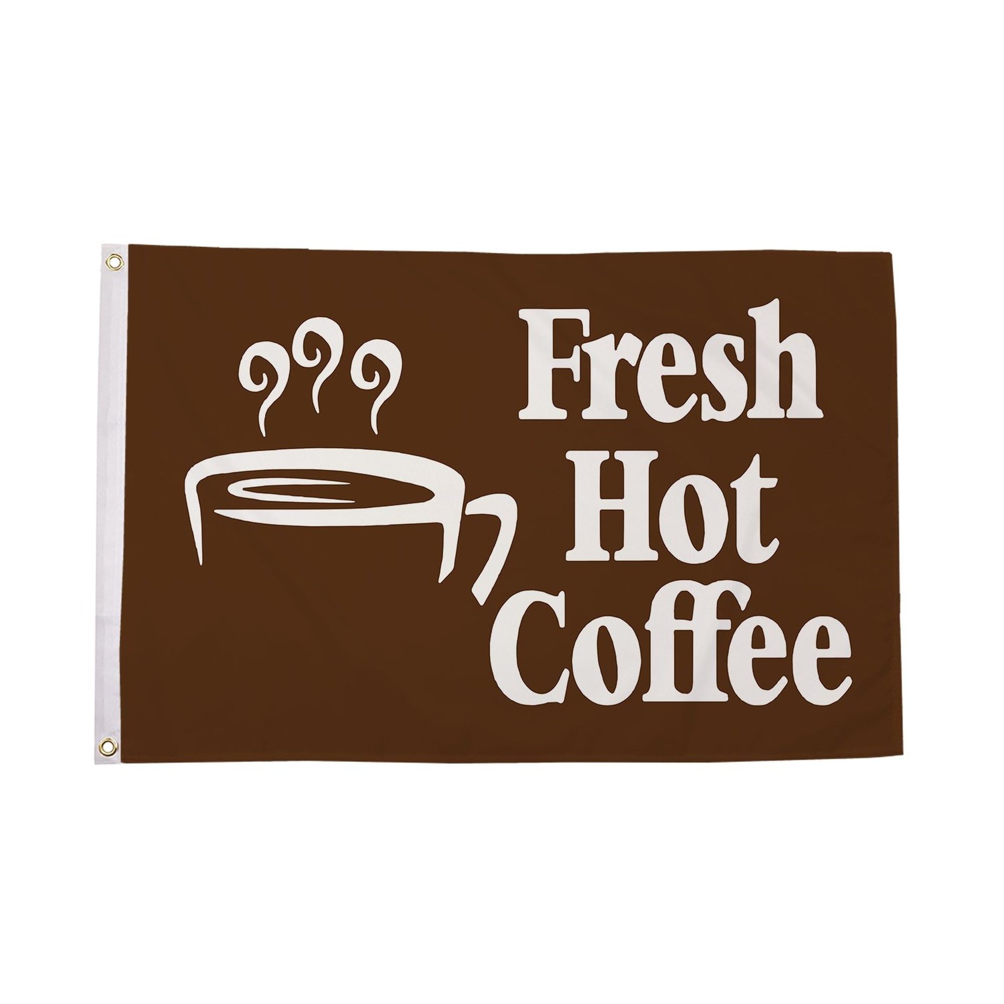 Flagtex Fresh Hot Coffee Flag 5ft x 3ft (150cm x 90cm) Premium 100gsm Polyester with Double Stitched Hems - Novelty Coffee Shop Flag, Cafe Advertising Banner, Kitchen Bistro Decoration