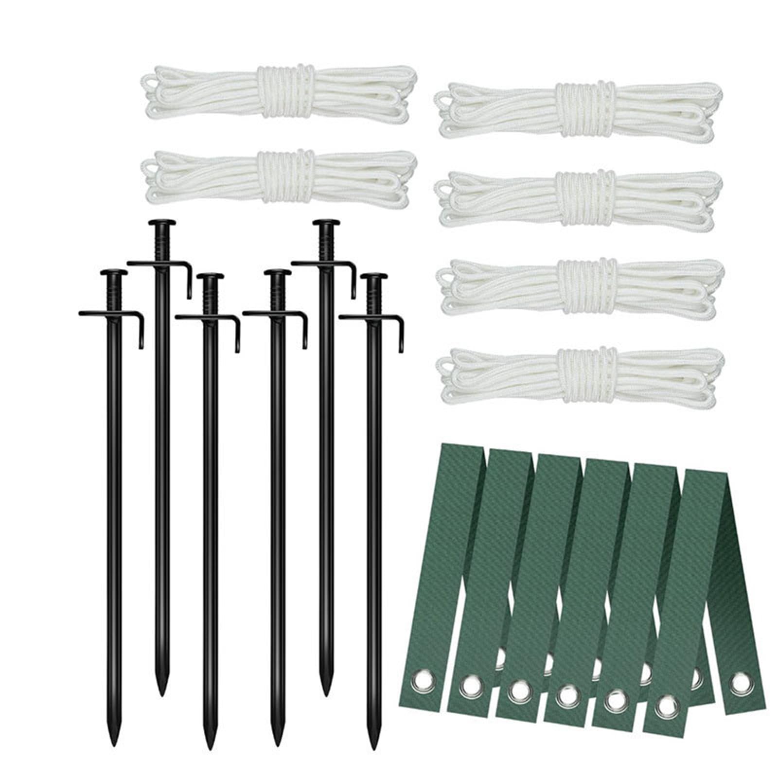 Ensemble de Maintien d ' abri avec piquets de Tente en Acier Carbone, 6 piquets courbés à 90 degrés, 6 Cordes, bâche de Camping 9X300 Mm