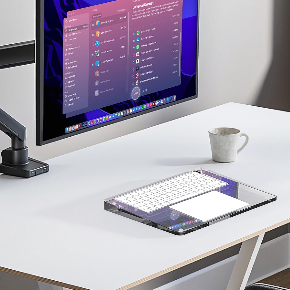 Support en acrylique transparent et repose-poignet compatible avec Apple Magic Keyboard & Magic Trackpad 2/3, plateau de clavier ergonomique – Transparent (clavier et trackpad non inclus)