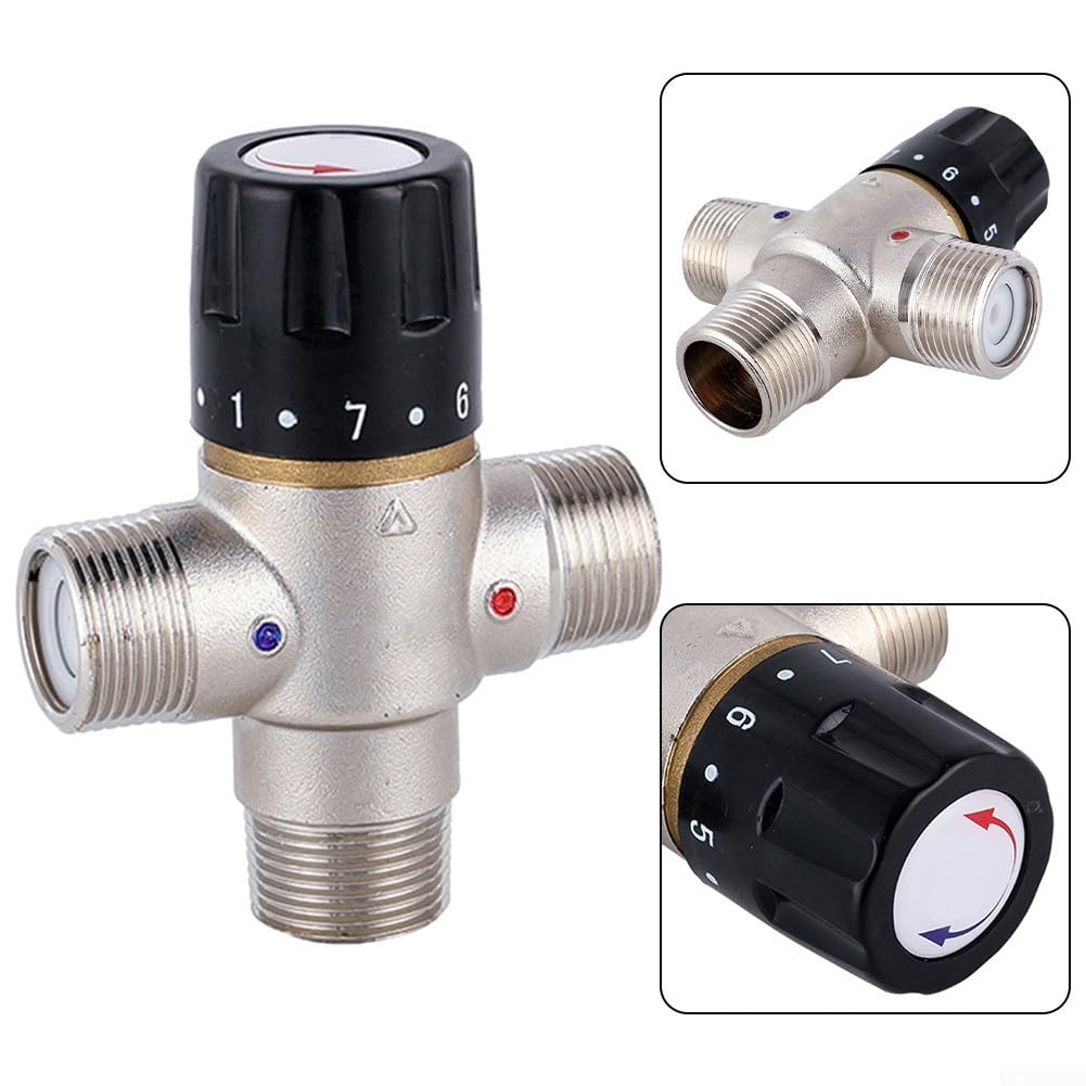 Válvula mezcladora termostática para calentador solar, 3/4 pulgadas DN20 para BSP latón unidireccional agua caliente y fría válvula mezcladora termostática automática