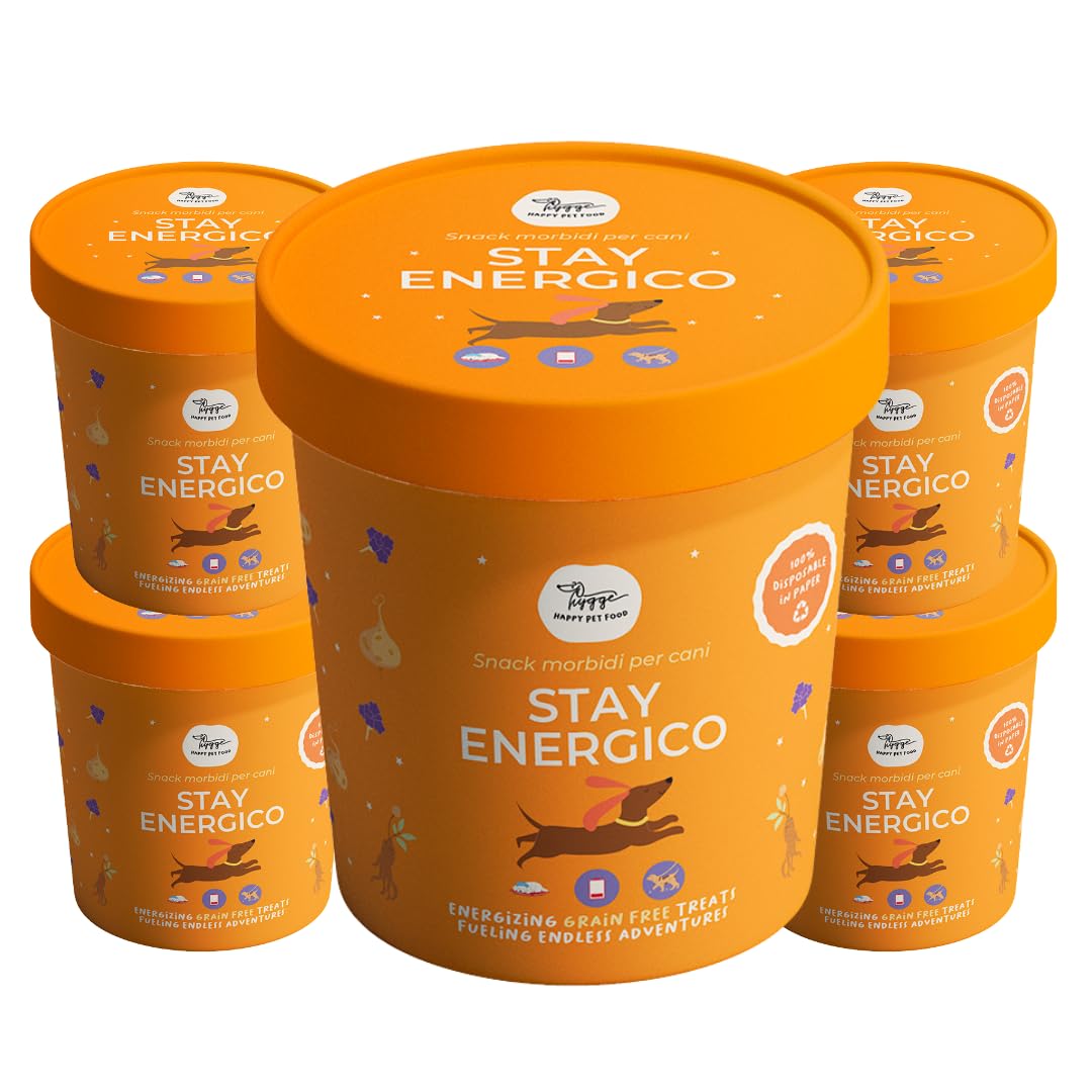 Stay Energico Biscuits semi-humides pour chiens | Snacks naturels énergisants avec Maca, Ashwaganda et Eleutherococcus | Biscuits à grains gratuits idéaux pour chiens fatigués ou actifs | 6 x 100 g