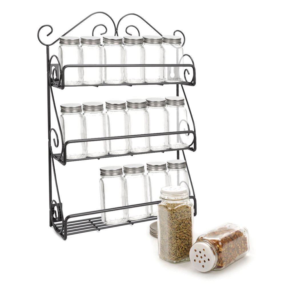 Ezoware Tier Wall Mounted Spice Rack Herb Jars Bottle