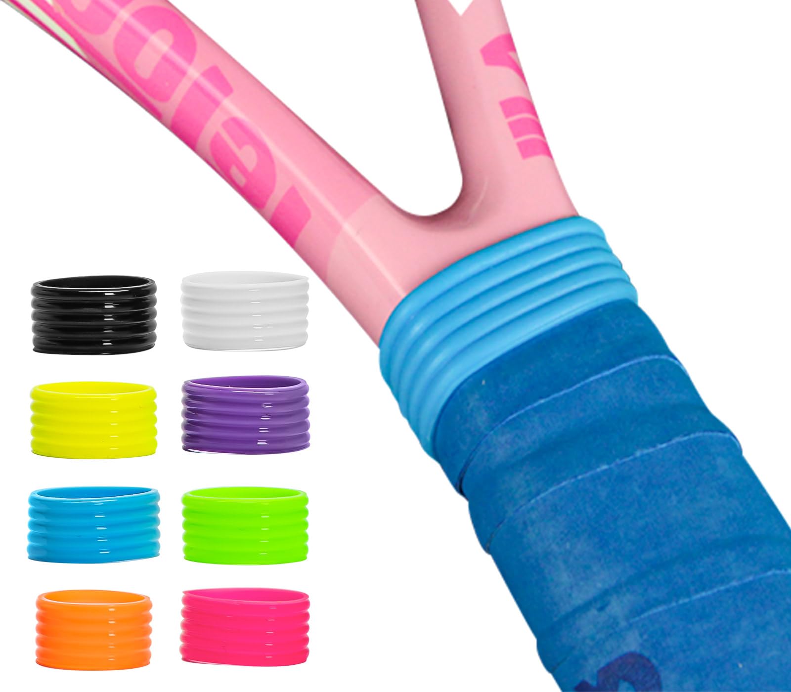 8 Pieces Grip Raquette de Tennis Silicone Handle Grip
