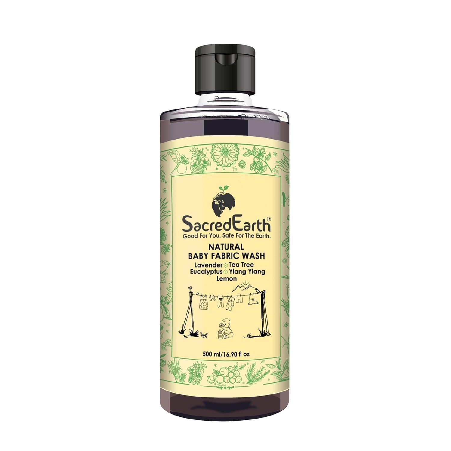 Sponsored Ad – SacredEarth Good For You. Safe For The Earth. Natural Baby Fabric Wash With Lemon, Lavender, Ylang Ylang, Eucalyptus & Tea Tree - 500 ml Pack