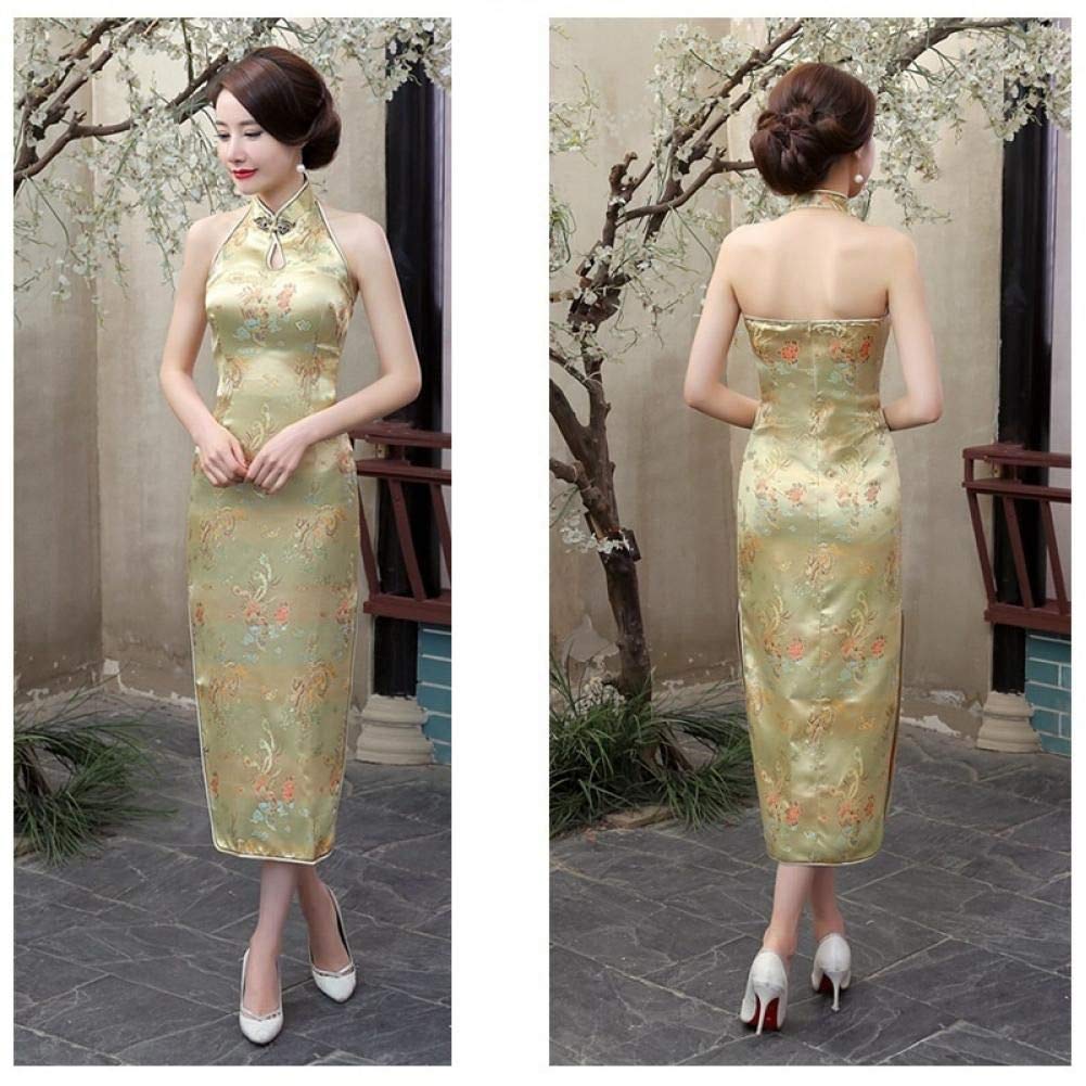 Long Cheongsam Dragon Sexy Costume Halter Dress Women'S Dress Chinese Ethnic Cheongsam