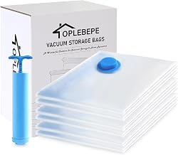 OPLEBEPE Vacuum Sealer Bags for Clothes, Medium 6 Pack Space Saver Vacuum Storage Bags, Compression Vacuum Bags for Blankets, Vacuum Seal Bags for Travel - 19.5" x 27.5" (50cm x 70 cm) with 1 Hand Pump