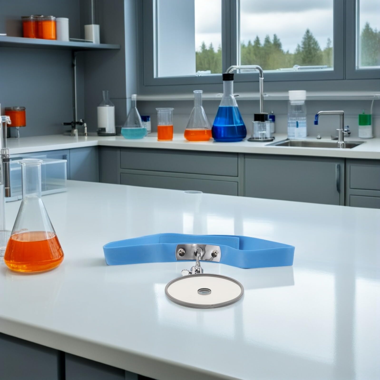 GANAZONO Leuchtendes Stirnband mit Verstellbarem Winkelreflektor aus Edelstahl und Silikon Medizinischer Spiegel für Hno Untersuchungen bei Ärzten und Chirurgen