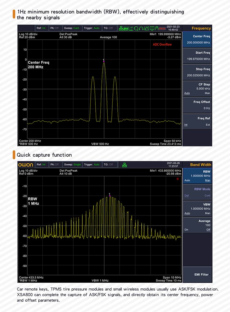 High Frequency Spectrum Analyzer XSA805 Series Digital Spectrum Analyzer 9 inch LCD 1Hz Resolution Bandwidth 9kHz to1.5GHz Frequency(XSA810-TG)
