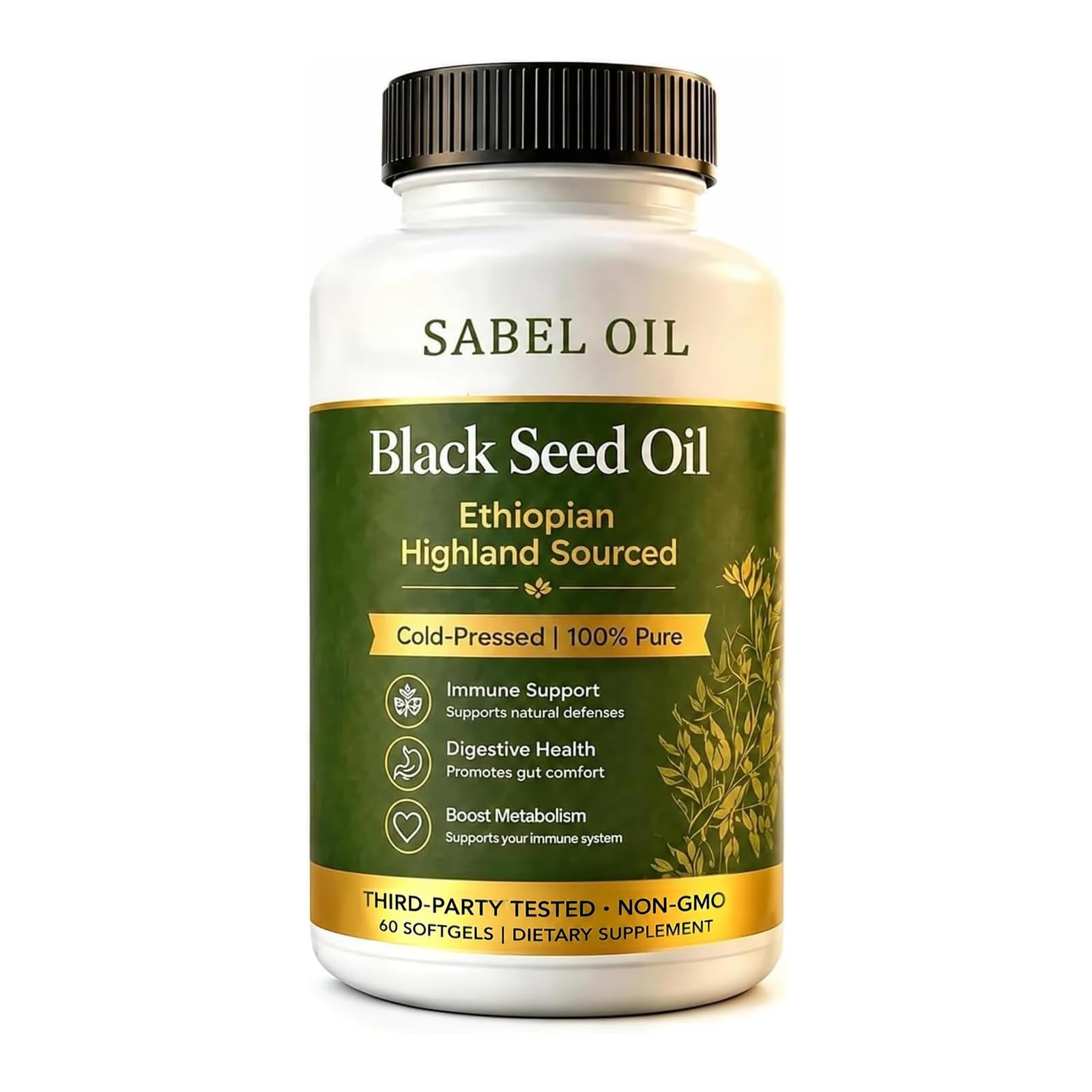 Ethiopian Black Seed Oil, 2026 Highland Cold-Pressed Black Seed Oil, Digestive Balance, Boost Metabolism& Daily Wellness Support – 60 Count 1pc 60 Ounce (Pack of 1)
