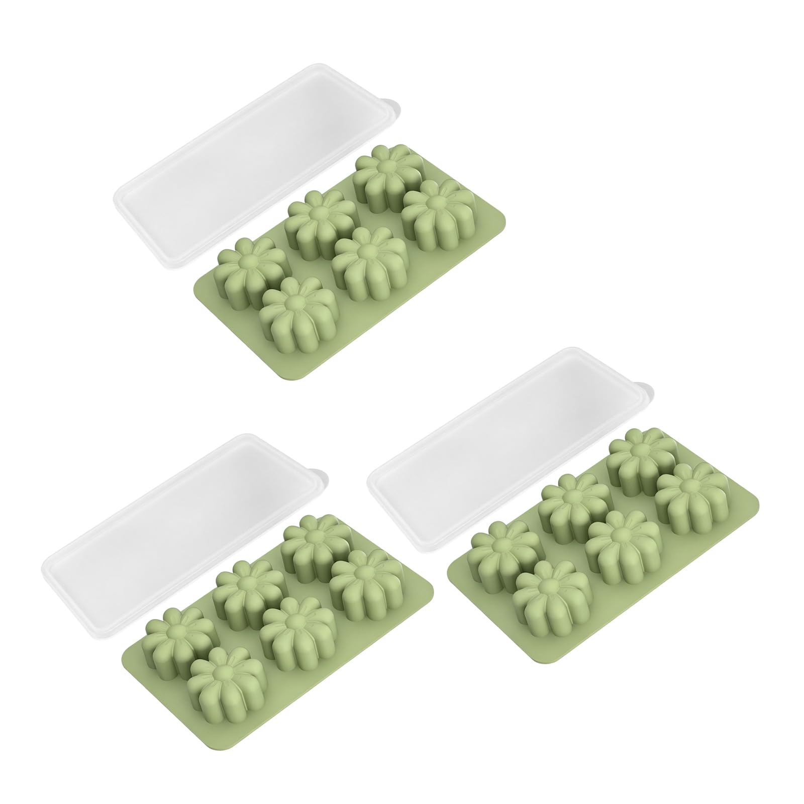 PANGBOER 3Pcs Candy Mold Tray Flower Silicone 6 Cavity Mold for Soap Making, Chocolate Prep, and Home Dessert Use for Projects