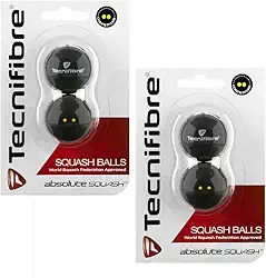 Tecnifibre Bolas de squash duplas amarelas – Pacote com 4