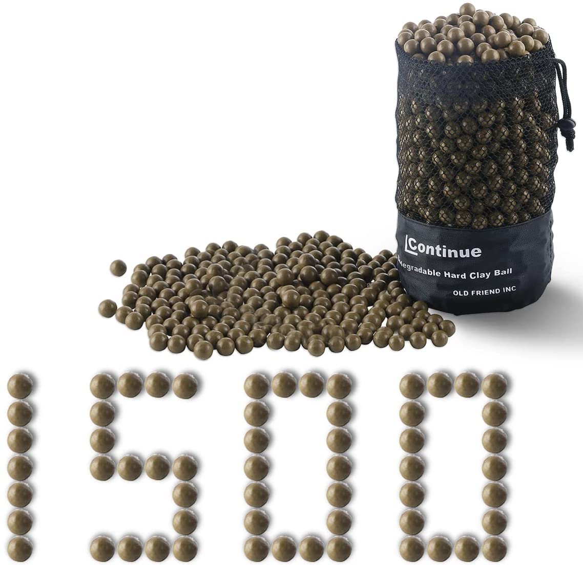 1500 Pieces Diameter 3/8" Slingshot Ammo Biodegradable Hard Clay Ball.