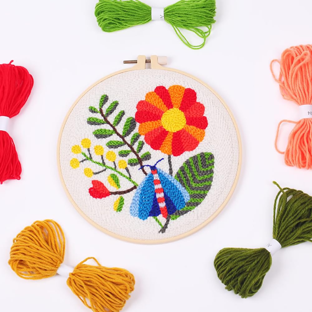 YEESAM ART Punch Needle Kit with Dragonfly and Flower Patterns, Full Set DIY Punch Needle Embroidery Set including Hoop Tool - Image 2