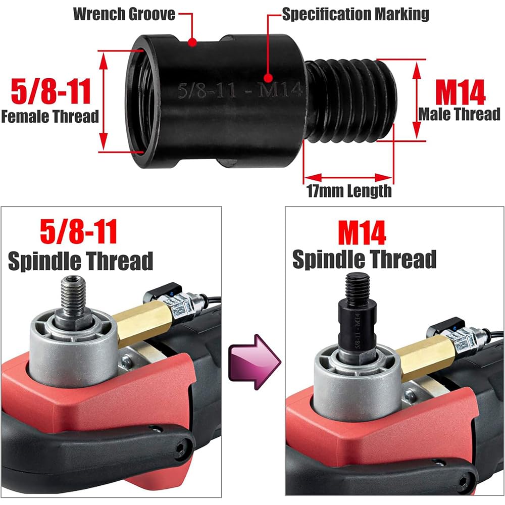 DAMO Adapter - 5/8"-11 Male To M14 Female Thread Converter - For Angle Grinders & Power Tools