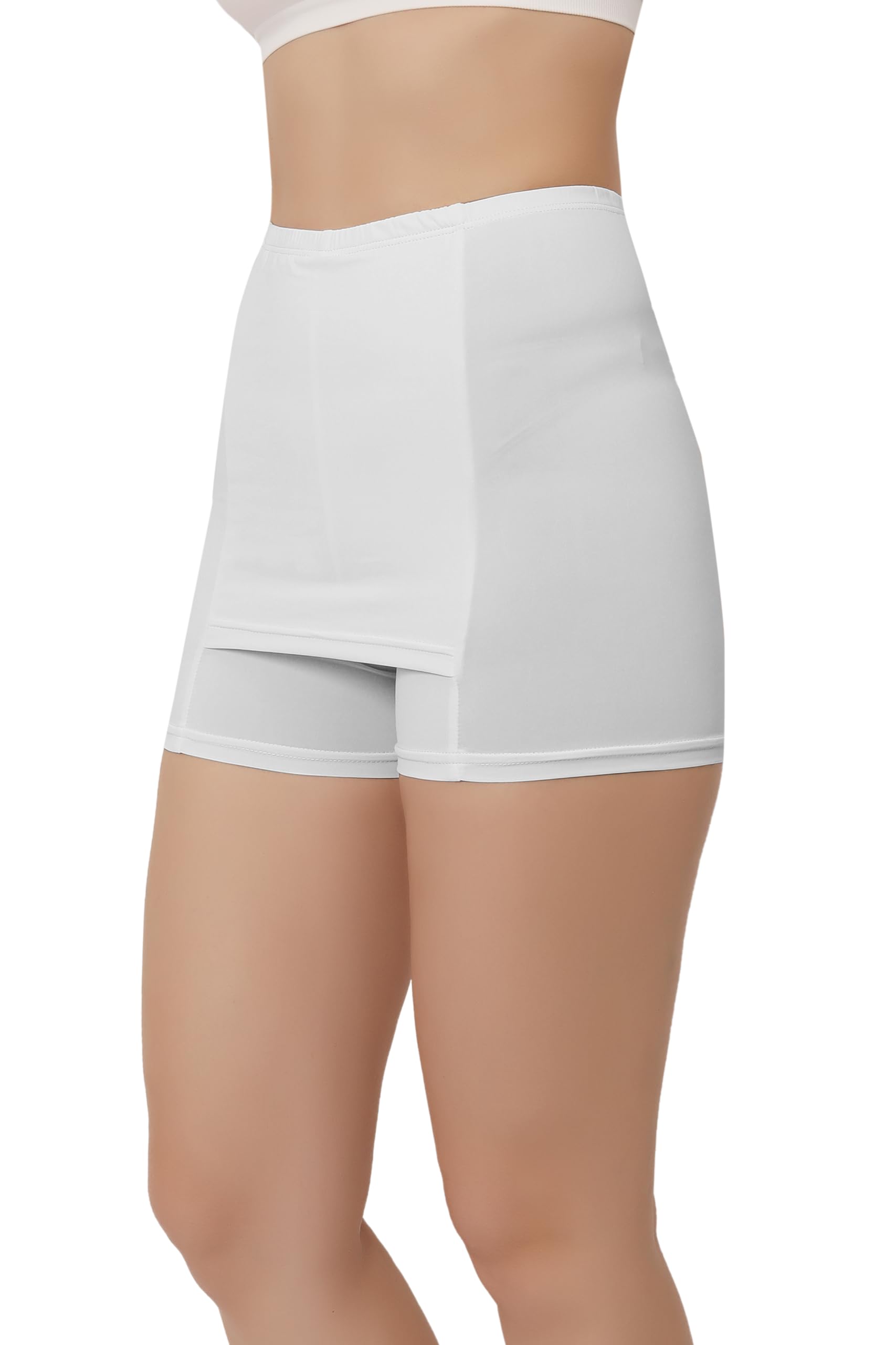 Fabluk Double-Layer Front Crotch Ice Silk Safety Shorts,Women Seamless Safety Pants for Matching Skirts Dresses, Free Size