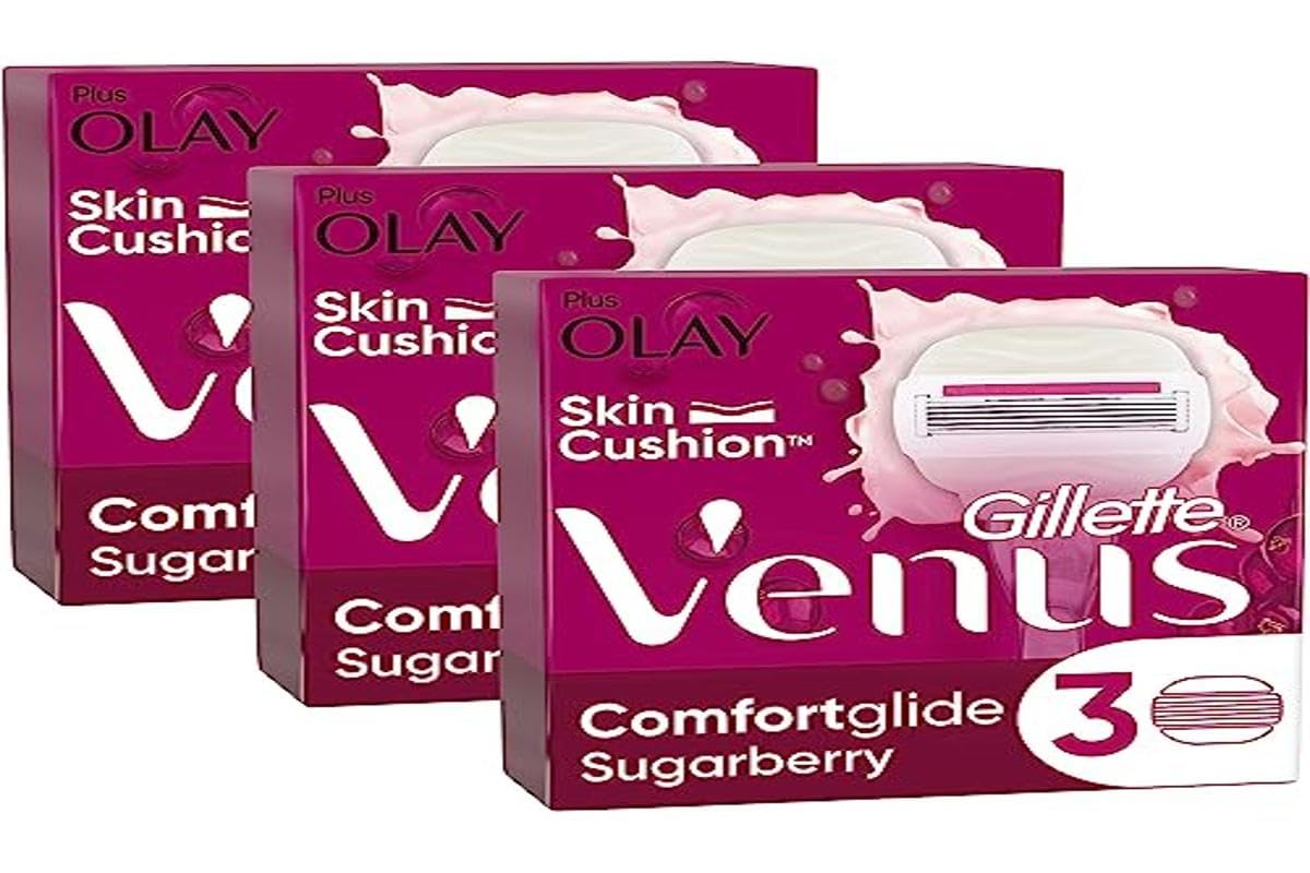 Gillette Venus Comfortglide Sugarberry 9 recambios de cuchillas para mujer, con 5 cuchillas incorporadas para un afeitado suave y suave
