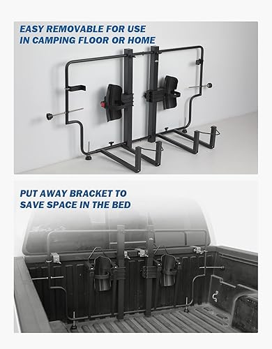Miniatura 7 de JOYTUTUS Portabicicletas para cama de camión para camioneta de tamaño mediano, Portabicicletas de cama de camión, Portabicicletas pesadas,